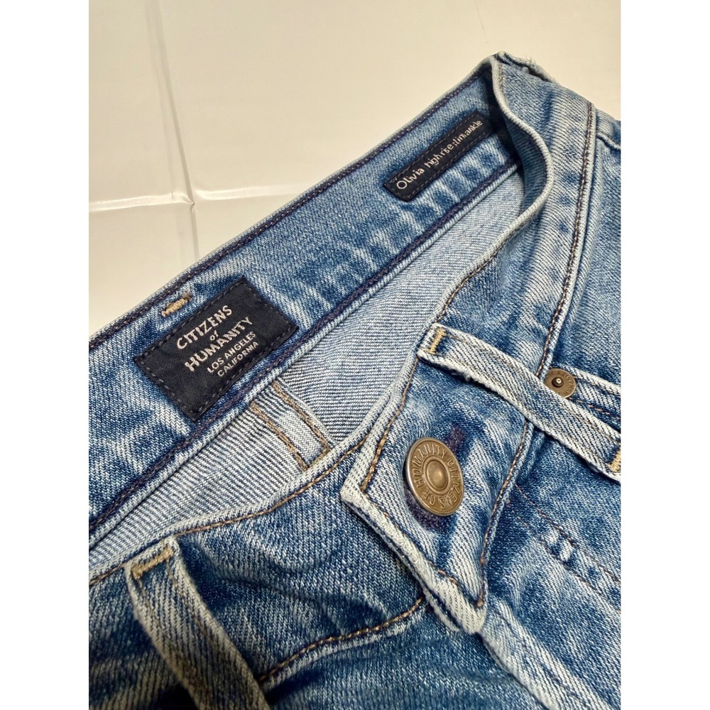 Citizens of Humanity Olivia High Rise Slim Ankle Jeans Button Fly 24 Distressed - Picture 3 of 13